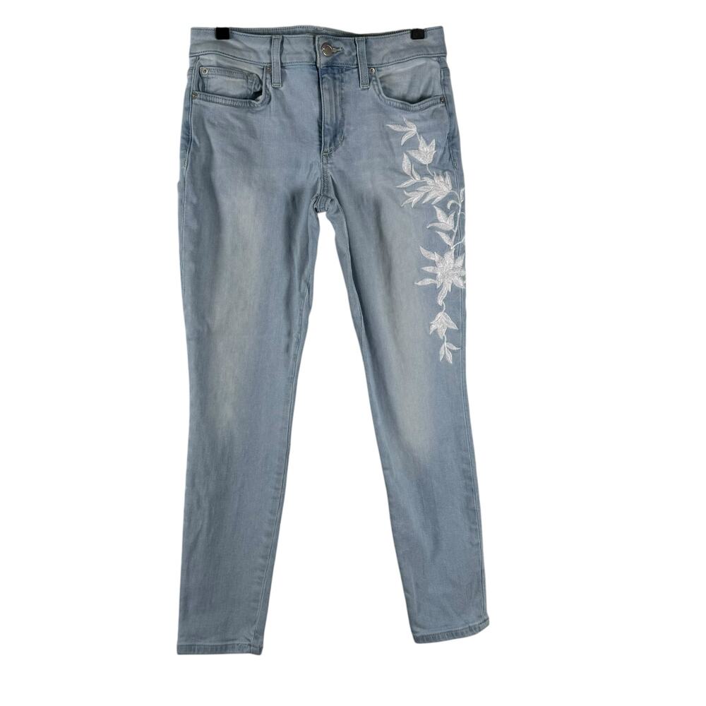 Joe's Womens Blue Stretch Crop The Icon Mid Rise Embroidery Skinny Jeans Size 26